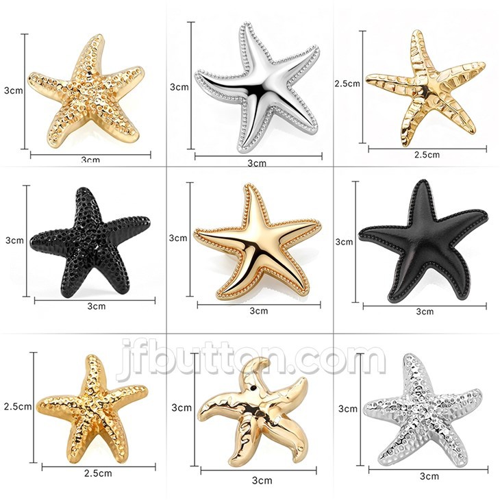 Black Star Shape Buttons With Shank high quality
